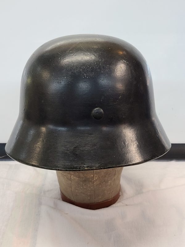 Back of a Authentic WWII German SS Black Helmet